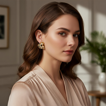 Gold-Plated Heart CZ Earrings | Stainless Steel Romantic Jewelry