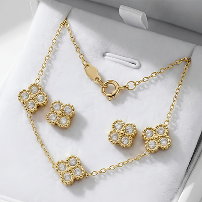 Stainless Steel| Clover Necklace and Earrings Jewelry  Set