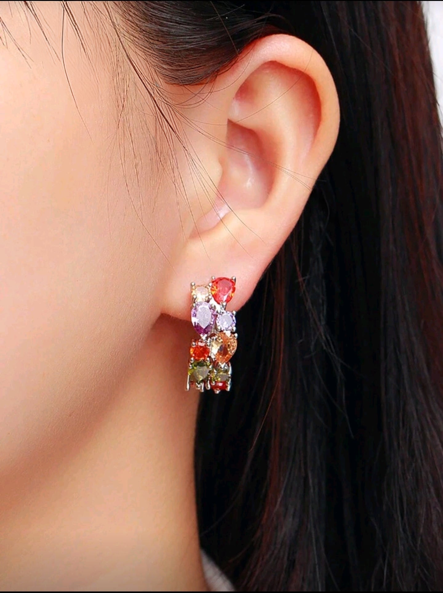 Girl Next Door Hoops - Cubic Zirconia Hoop Earrings in Copper Alloy