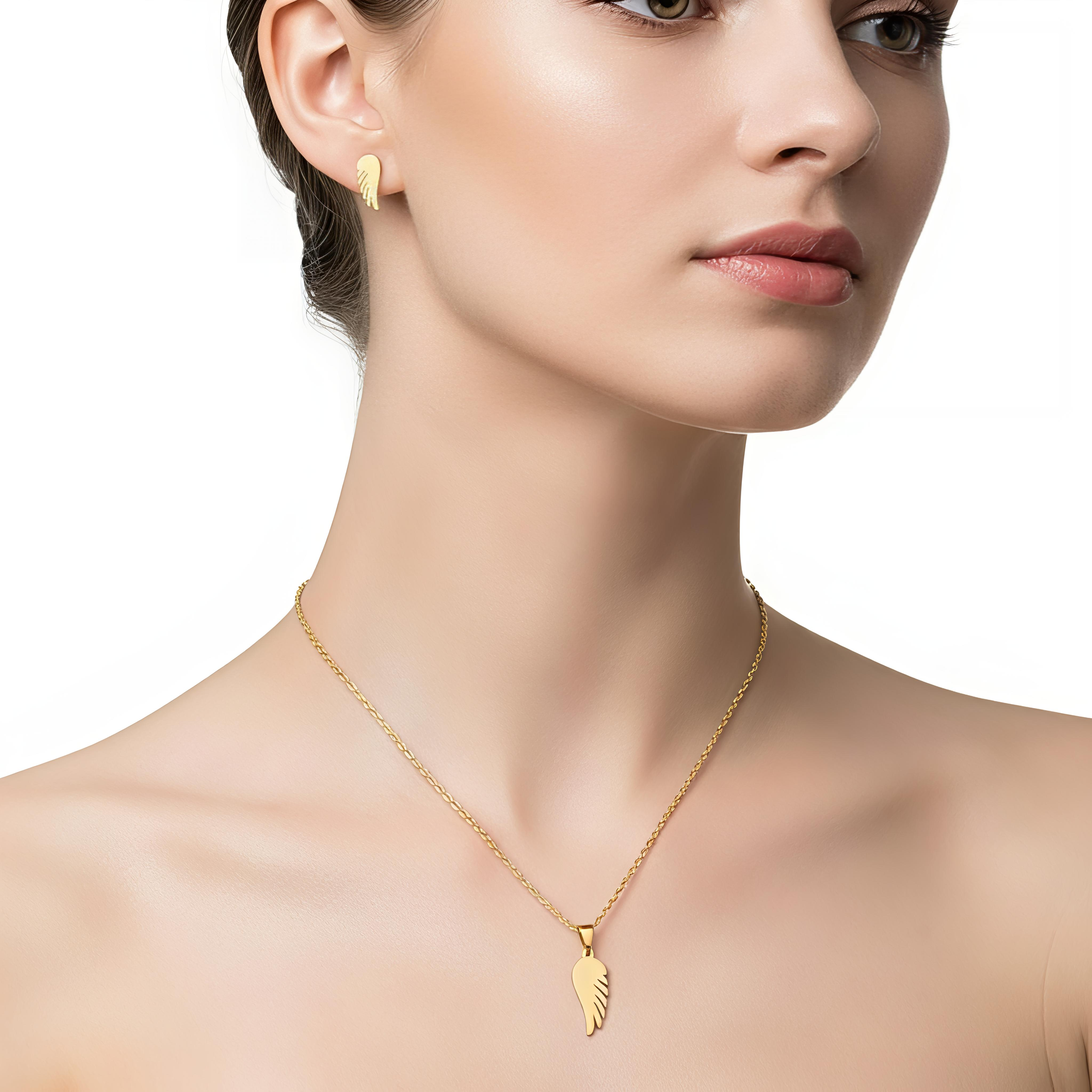 18K PVD Gold Plated in Stainless Steel - Feather Touch Minimal Pendant Set – Luxury Non-Tarnish, Waterproof 18K