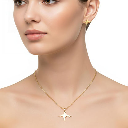 18K Gold Plated in Stainless Steel Non-Tarnish, Waterproof 18K PVD Ryth Minimal Pendant Set