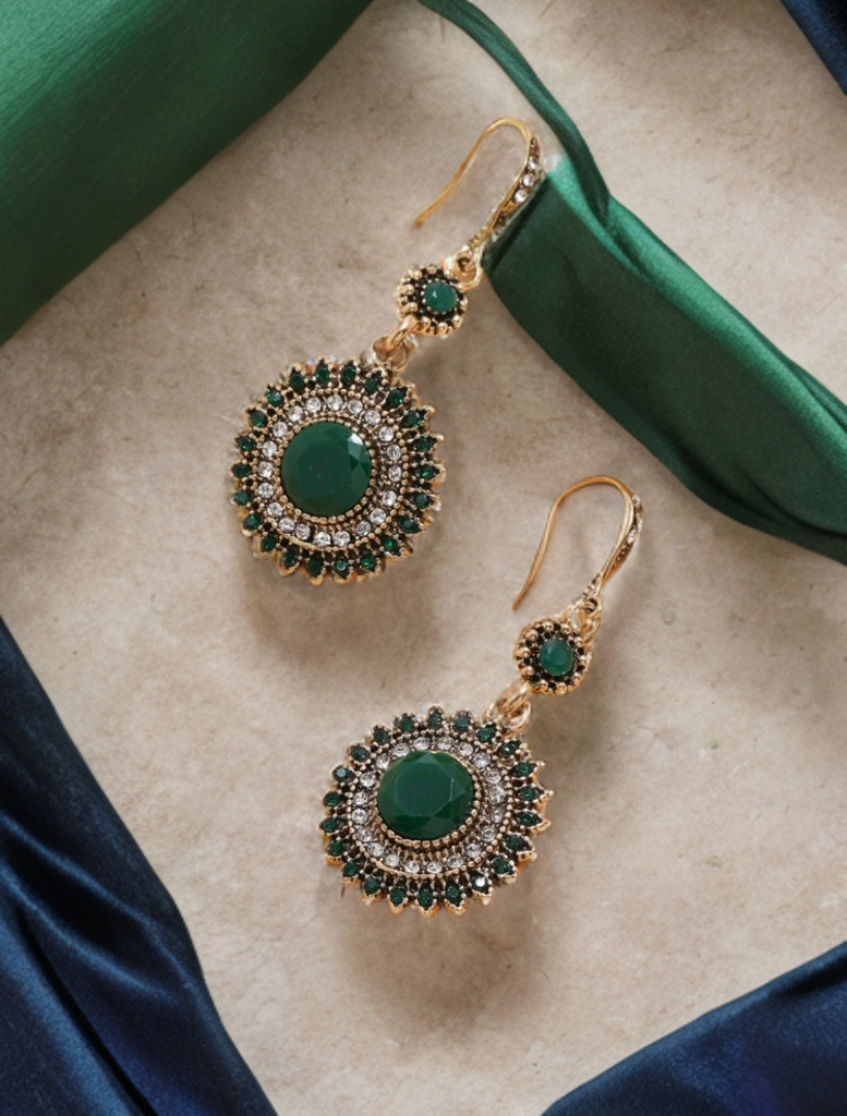🌿Green Rust - Bohemian Rhinestone Decor Drop Earrings in Stainless Steel