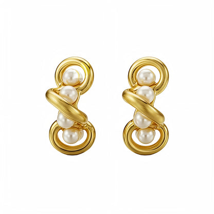 18K Gold-Plated in Stainless Steel Pearl Hoops - Pearl Twirl Hoop