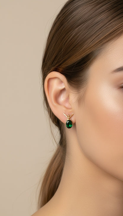 Emerald Angel Stud Earrings – Wear a Touch of Divine Grace and Serenity