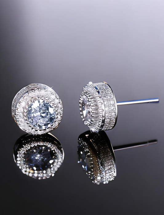 Cubic Zirconia Classic Round Stud Earrings for Women