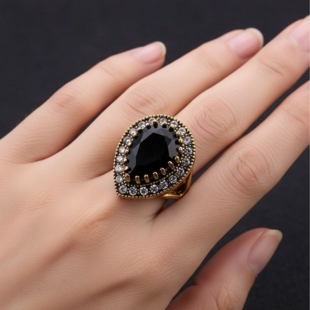 Vintage Black Resin Statement Ring
