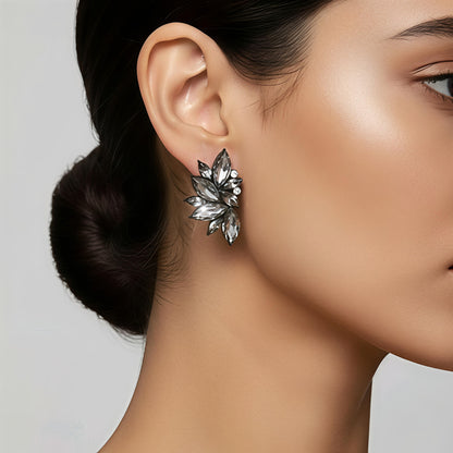 🖤Black Glass Earrings - Bohemian Glass Rhinestone Statement Earrings