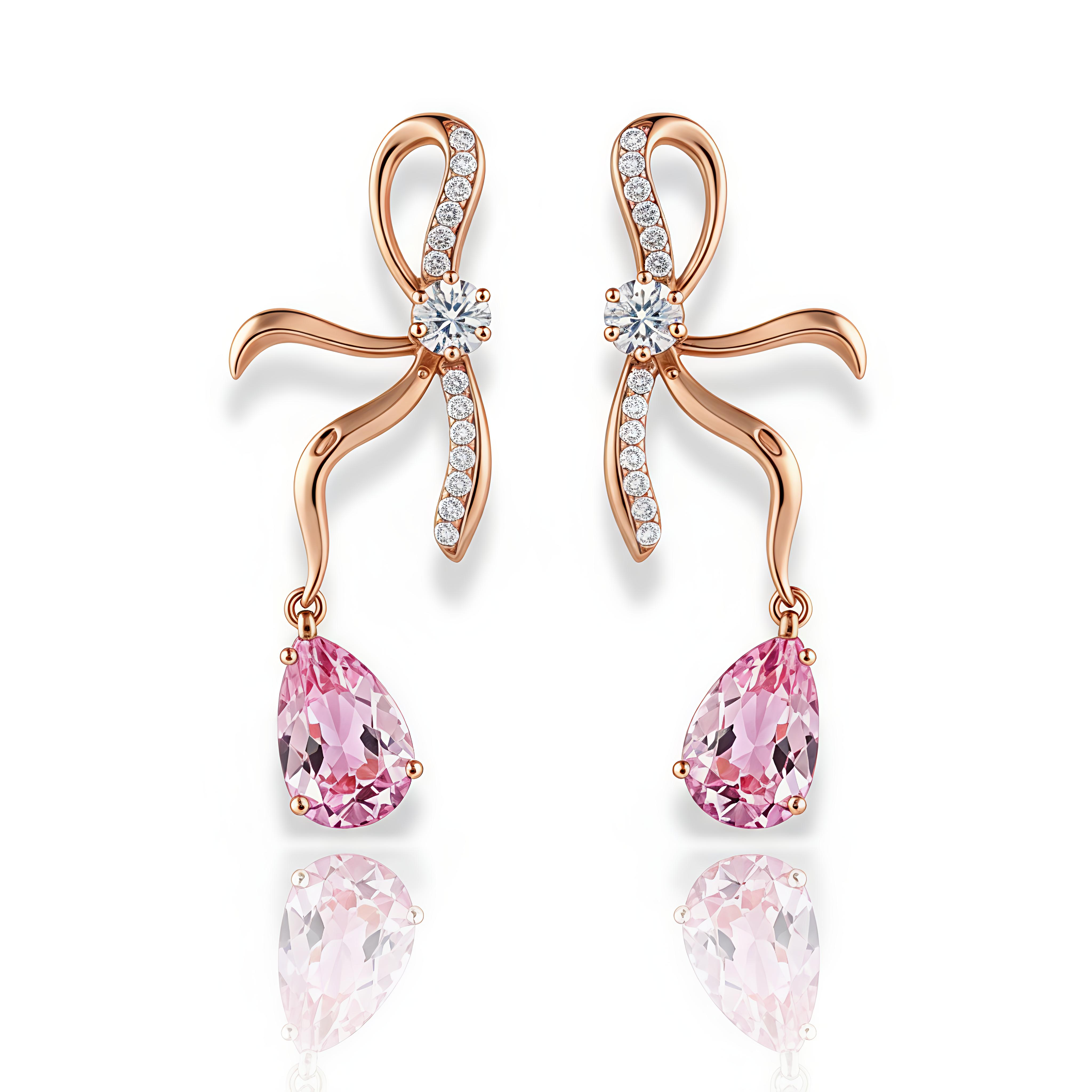 18K Gold Plated in Stainless Steel with Elegant Pink Cubic Zirconia Stone