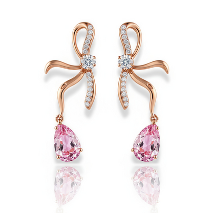 18K Gold Plated in Stainless Steel with Elegant Pink Cubic Zirconia Stone