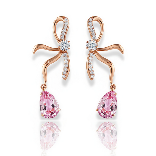 18K Gold Plated in Stainless Steel with Elegant Pink Cubic Zirconia Stone