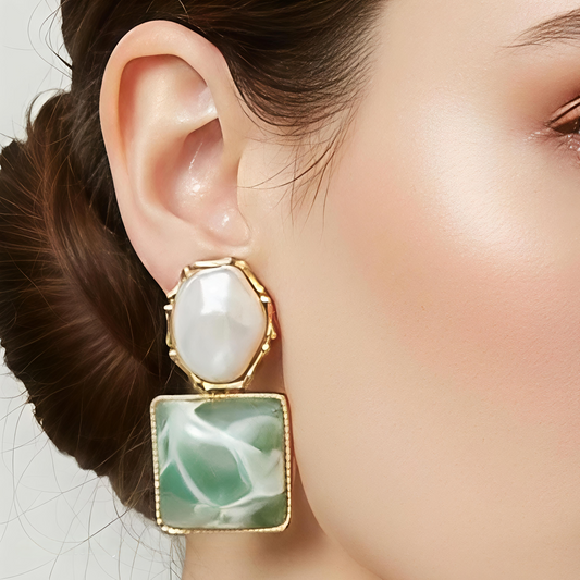 Green Water Earrings