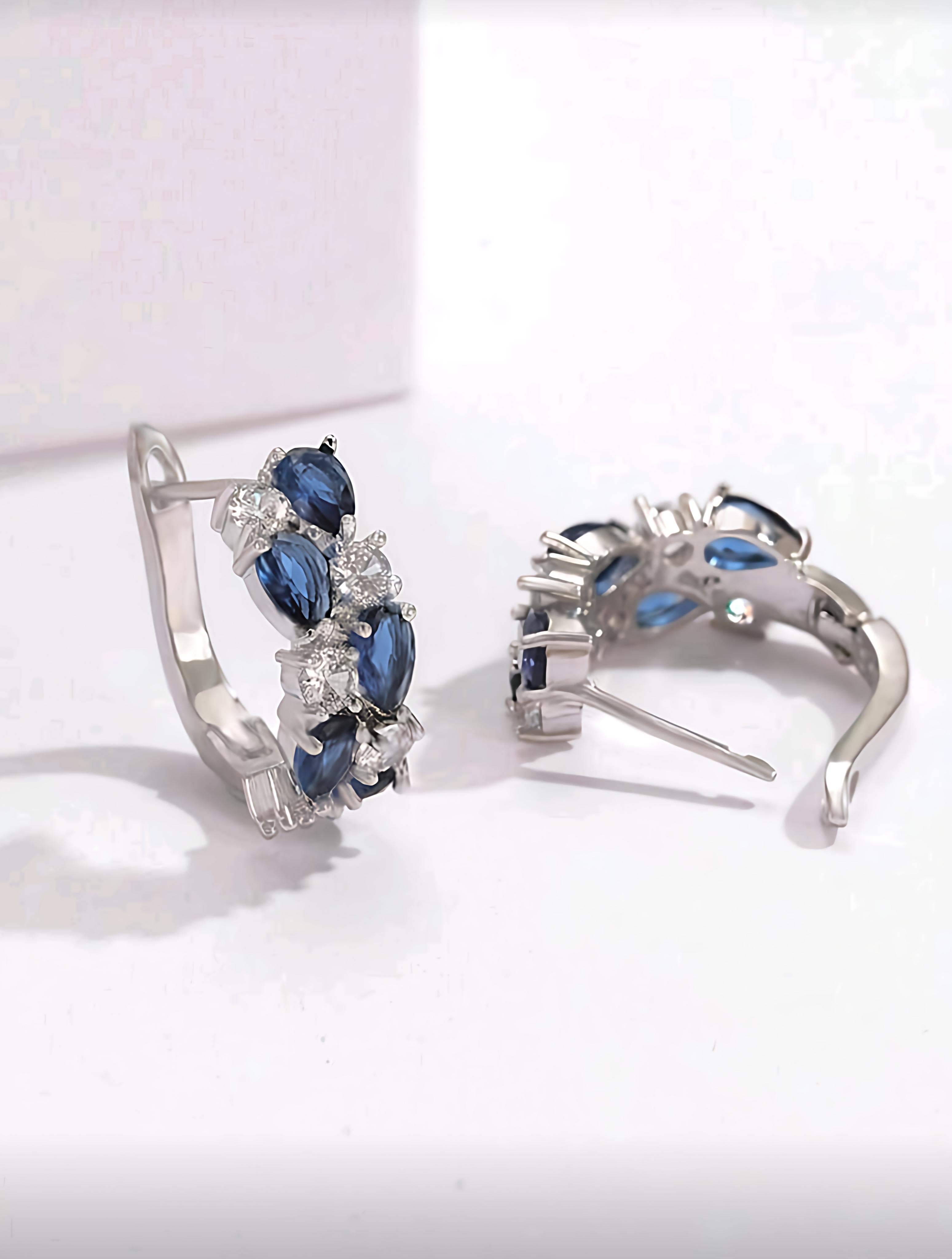 💙Blue Gleam- Blue Cubic Zirconia Hoop Stud Earrings in Copper Alloy Perfect for gits