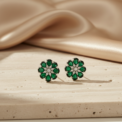 Floral Green Earrings
