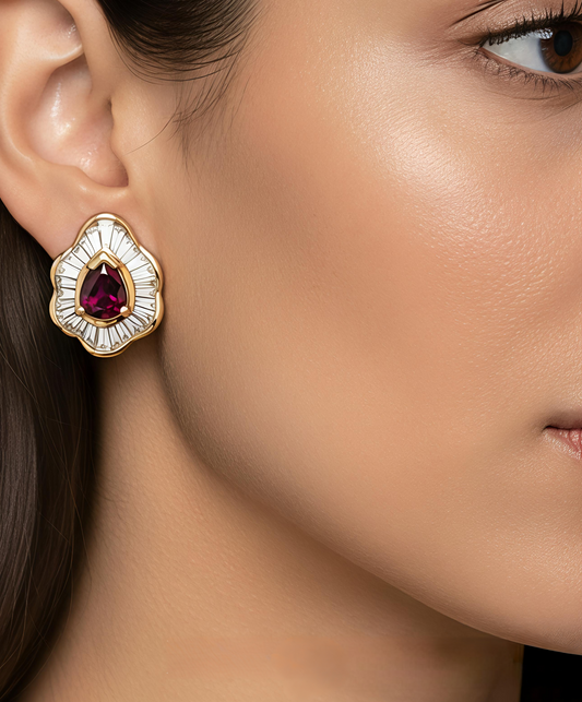 Red Zircon Statement Earrings for Women | Valentine’s & Anniversary Gift