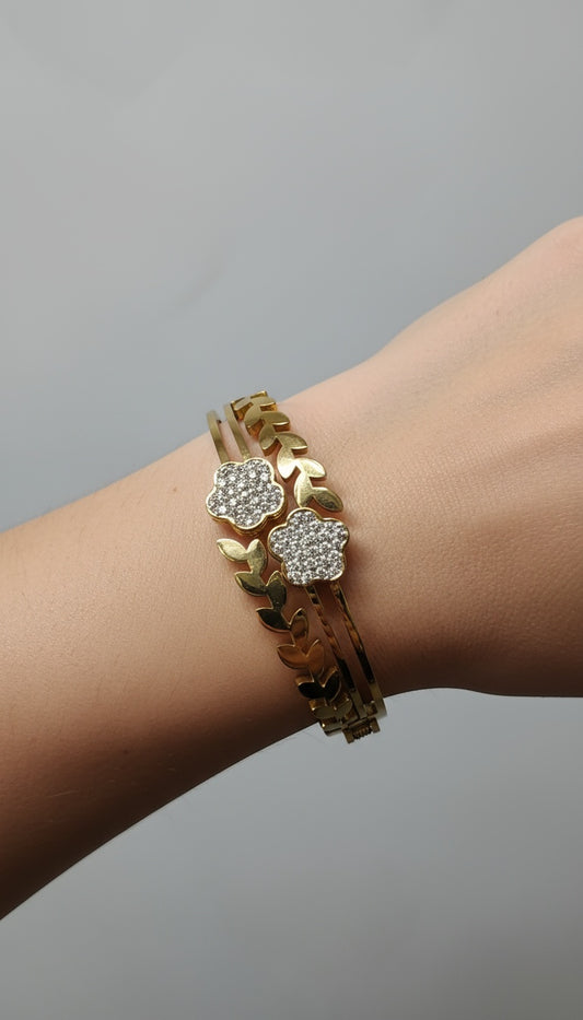 Gold-Plated Stainless-Steel Bracelet with Premium Cubic Zirconia Stones