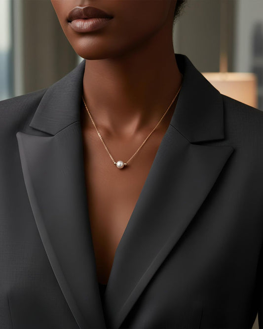 18K Gold-Plated Stainless-Steel Chain- Single Pearl Necklace with Baroque Freshwater Pearl