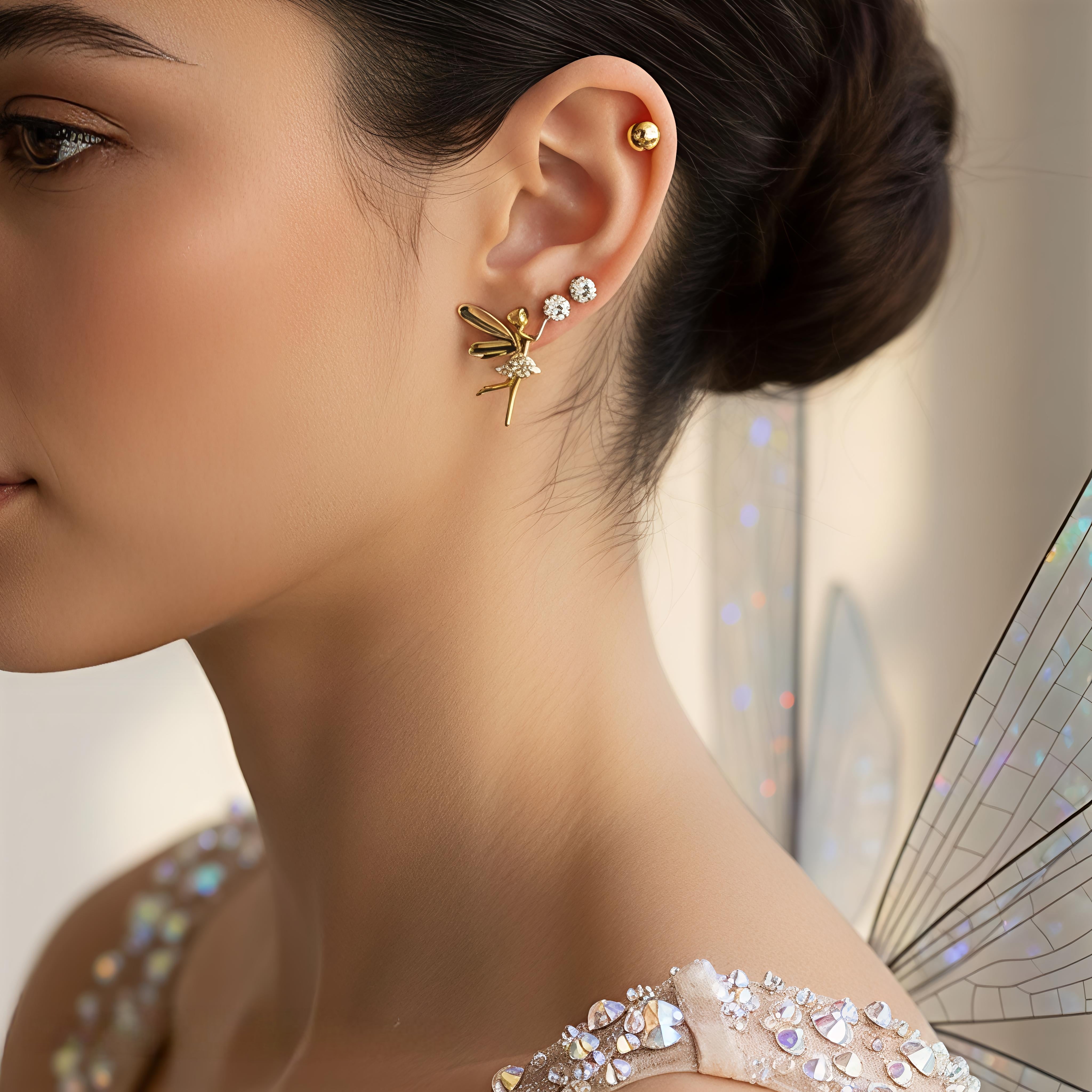 Angel Stud Earrings for Women | Stainless Steel Minimal Everyday Jewelry