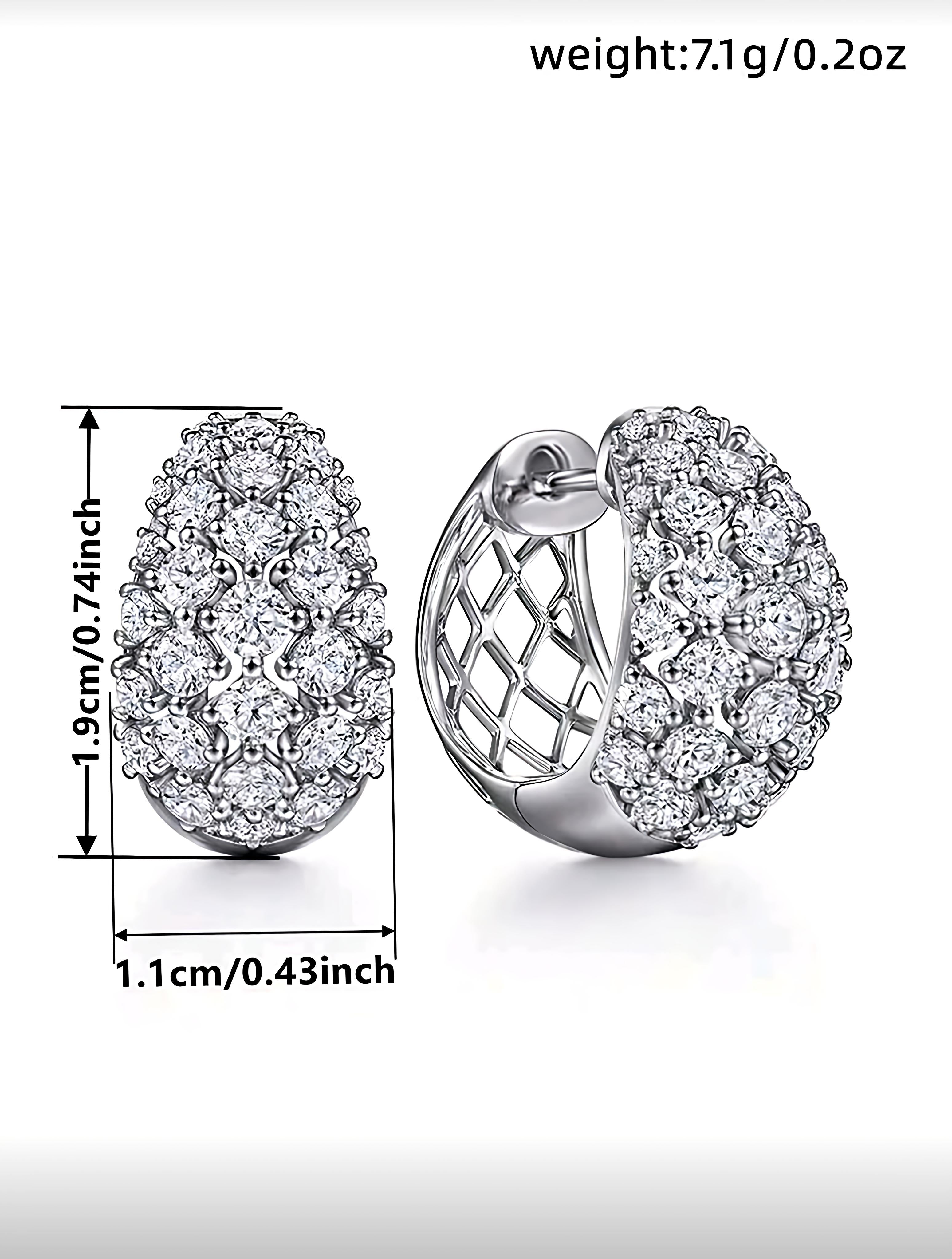 Cubic Zirconia Hoop Earrings in Silver For Women For Wedding Engagement Anniversary Party Jewelry Valentine's Day Gift