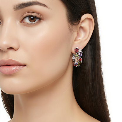 Cubic Zirconia Hoop Earrings in Copper Alloy- Girl Next Door Hoops
