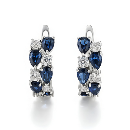 💙Blue Gleam- Blue Cubic Zirconia Hoop Stud Earrings in Copper Alloy Perfect for gits