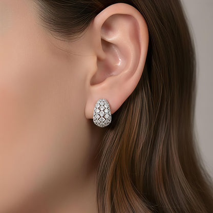 Cubic Zirconia Hoop Earrings in Silver For Women For Wedding Engagement Anniversary Party Jewelry Valentine's Day Gift