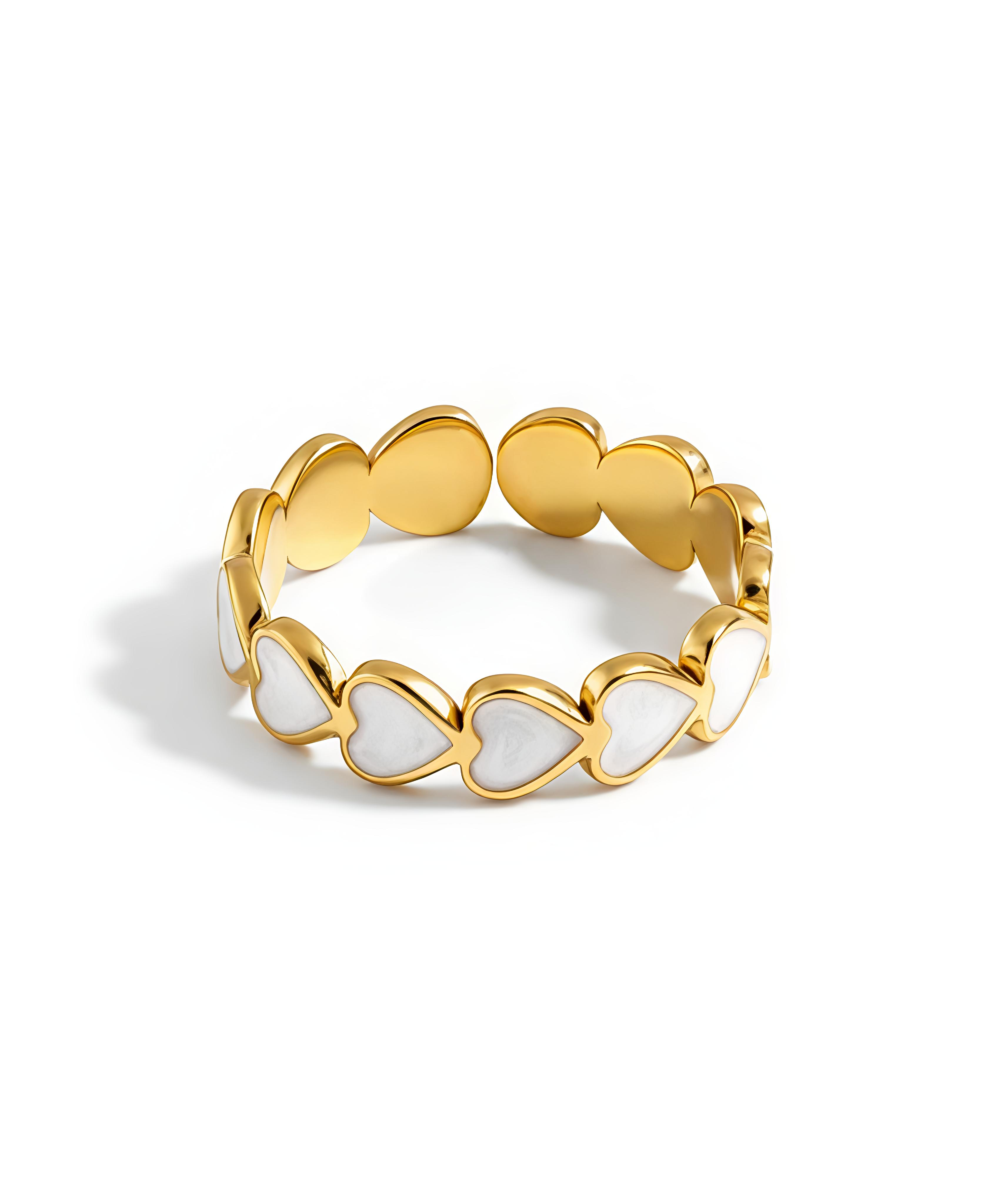18K Gold Plated Stainless-Steel Open-Heart Ring for Women
