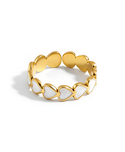 18K Gold Plated Stainless-Steel Open-Heart Ring for Women