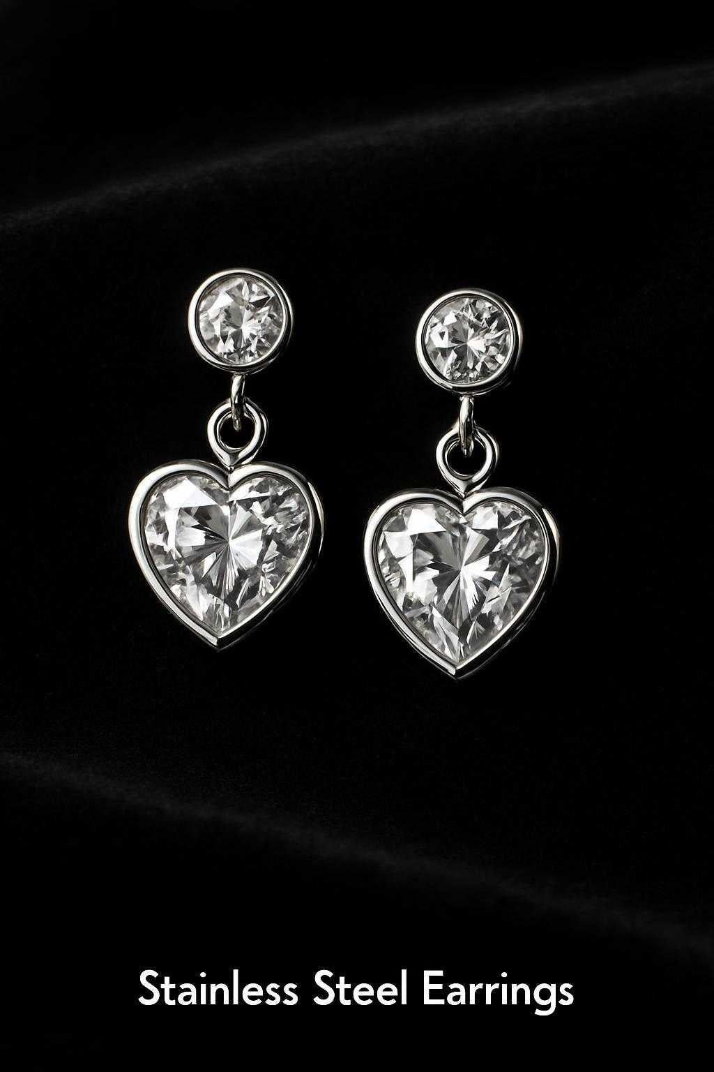 In Your Heart Drop Earrings – Silver Edition | Trendy Silver-Plated Zircon Earrings for Women