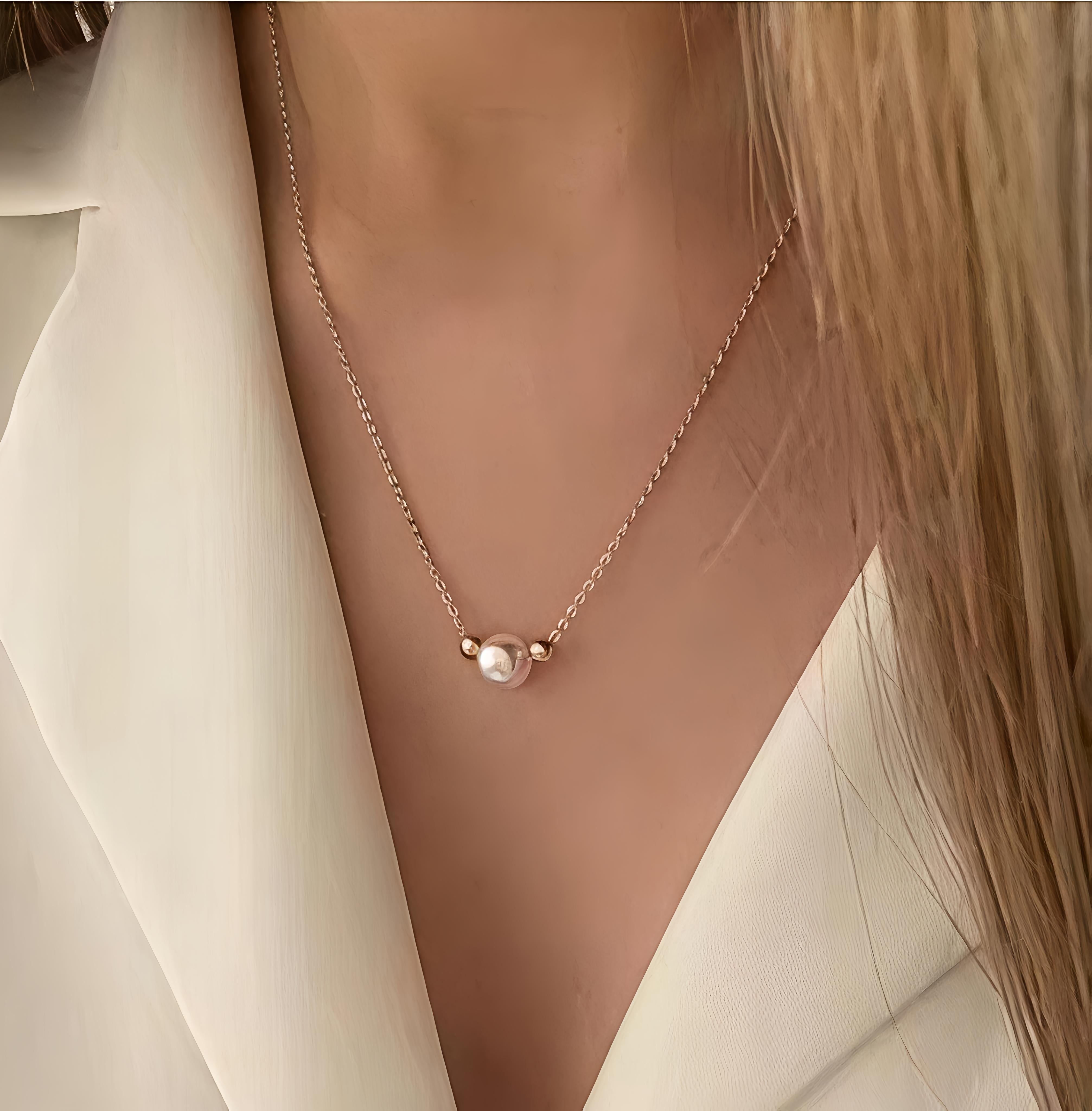 18K Gold-Plated Stainless-Steel Chain- Single Pearl Necklace with Baroque Freshwater Pearl