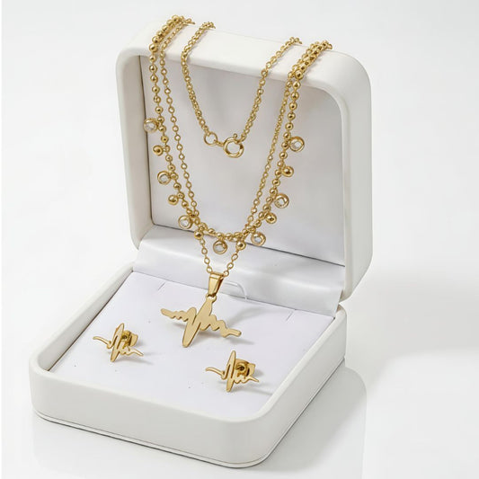 18K Gold Plated in Stainless Steel Non-Tarnish, Waterproof 18K PVD Ryth Minimal Layered Pendant Set