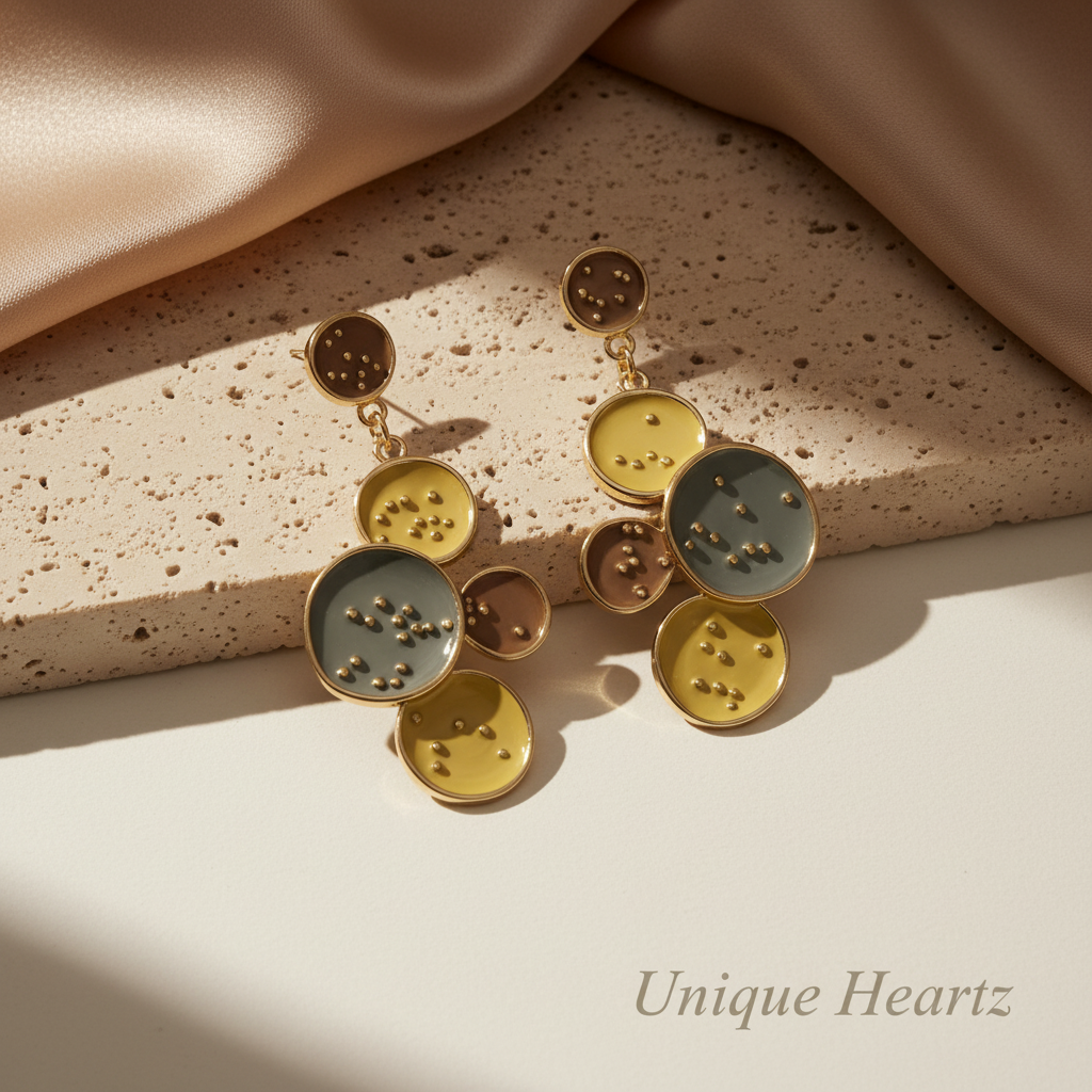 Gold-Plated Enamel Earrings Set of 3 | Stainless Steel Trendy Combo | Anniversary Special Jewelry Set