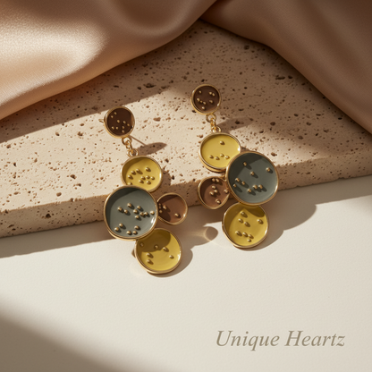 Gold-Plated Enamel Earrings Set of 3 | Stainless Steel Trendy Combo | Anniversary Special Jewelry Set