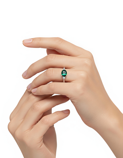 Green Cubic Zirconia Promise Ring for Women | Elegant Alloy Ring
