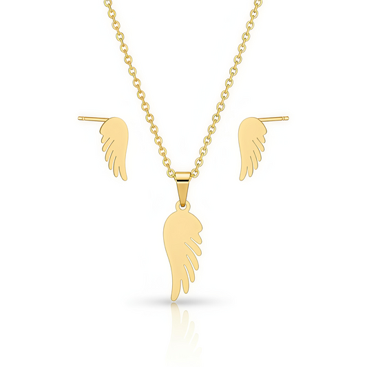 18K PVD Gold Plated in Stainless Steel - Feather Touch Minimal Pendant Set – Luxury Non-Tarnish, Waterproof 18K