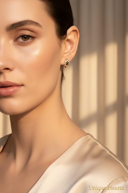 18K Gold Plated in Stainless Steel - Tortoise Hoop Earrings – High Quality Model with Cubic Zirconia Stones