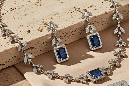 Choker Style AD Stone Necklace for Women | Elegant Silver Finish Jewelry - Sapphire