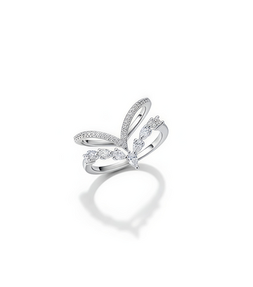 Crown Shape Cubic Zirconia Ring for Women | Adjustable Silver Ring