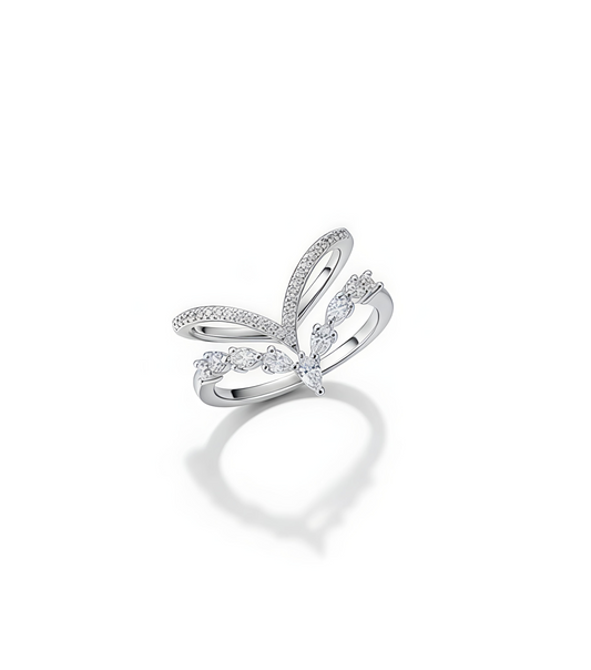 Crown Shape Cubic Zirconia Ring for Women | Adjustable Silver Ring