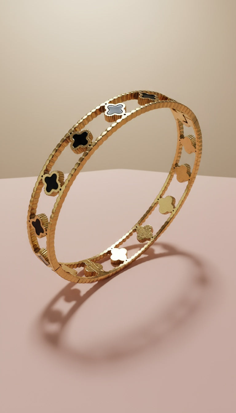 Black Clover- High Quality Stainless - Steel Gold Plated Bangle