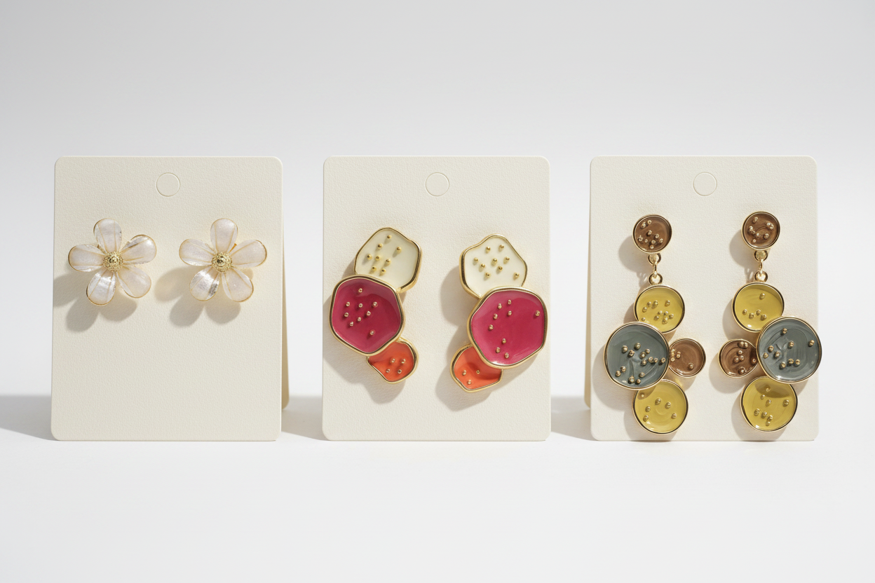 Gold-Plated Enamel Earrings Set of 3 | Stainless Steel Trendy Combo | Anniversary Special Jewelry Set