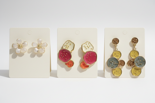 Gold-Plated Enamel Earrings Set of 3 | Stainless Steel Trendy Combo | Anniversary Special Jewelry Set