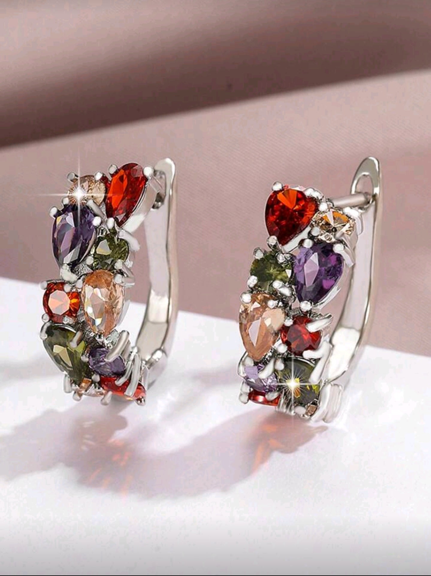 Girl Next Door Hoops - Cubic Zirconia Hoop Earrings in Copper Alloy