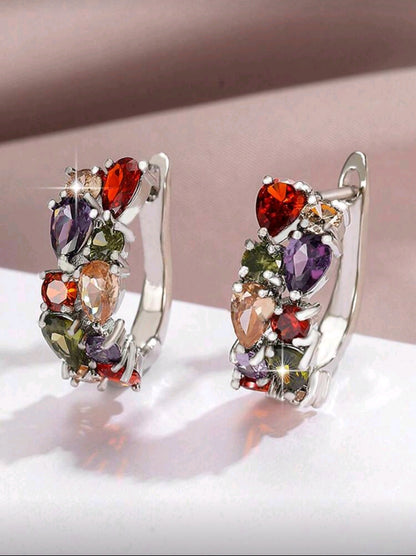 Girl Next Door Hoops - Cubic Zirconia Hoop Earrings in Copper Alloy