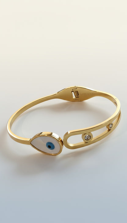 Classic Evil Eye Gold-Plated Stainless-Steel Bangle