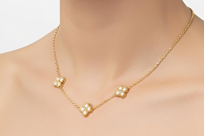 Stainless Steel| Clover Necklace and Earrings Jewelry  Set