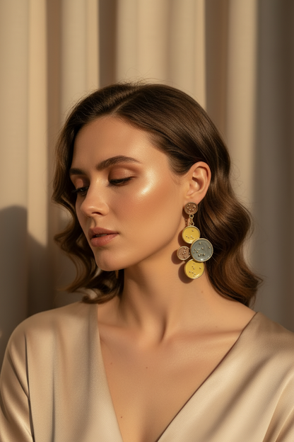 Gold-Plated Enamel Earrings Set of 3 | Stainless Steel Trendy Combo | Anniversary Special Jewelry Set