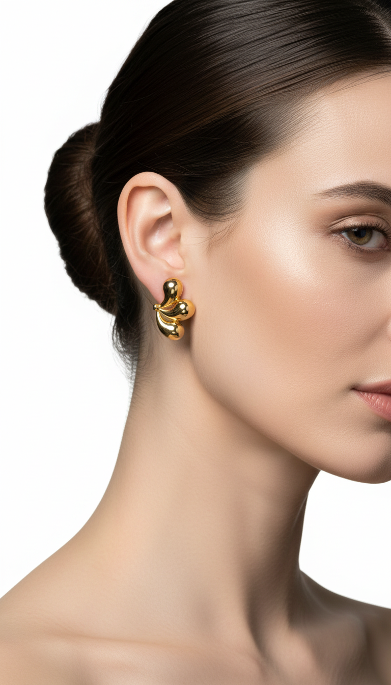 Sculpted Statement Earrings - Gold Plated in Stainless Steel