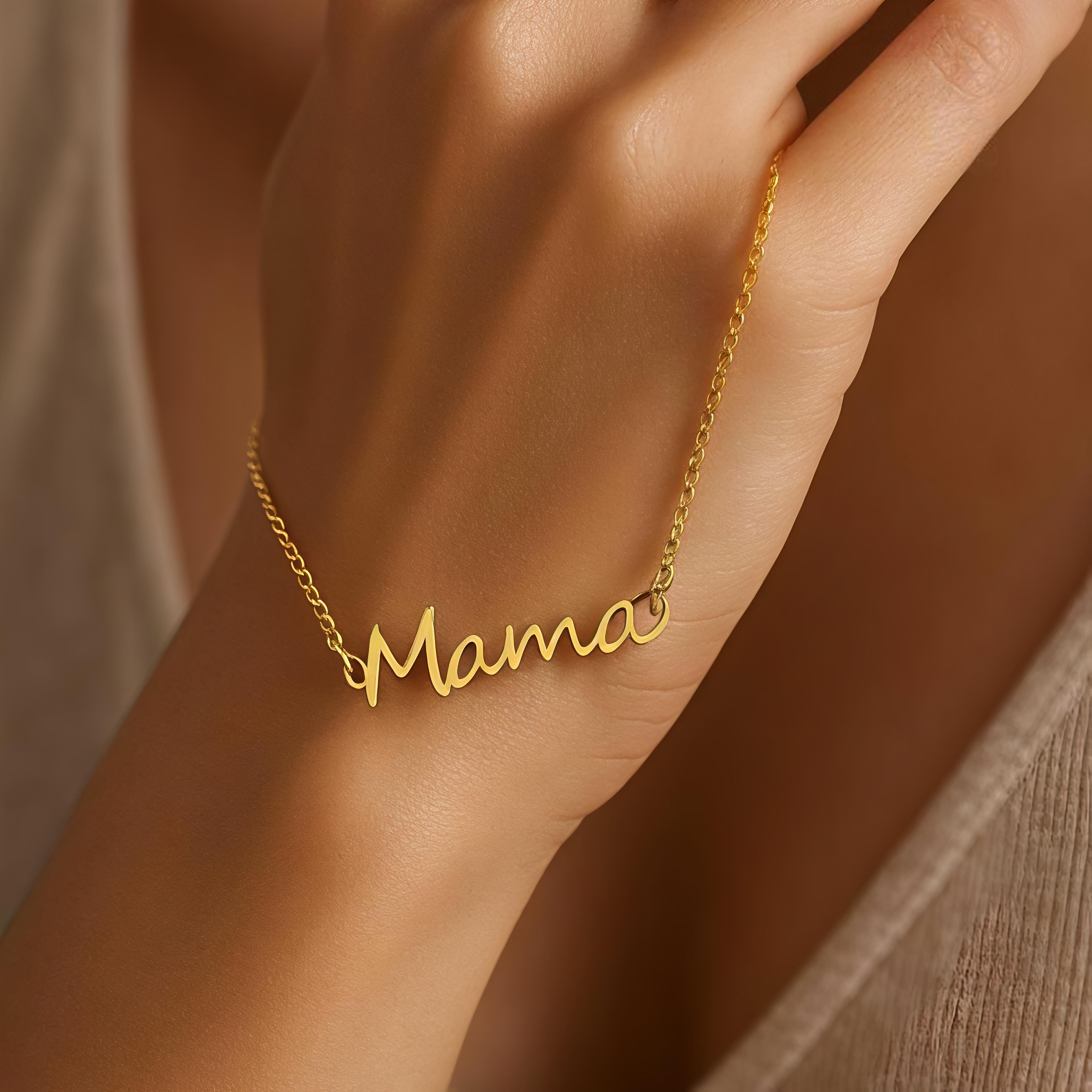 18K Gold Plated 304 Stainless Steel Mama Pendant Necklace