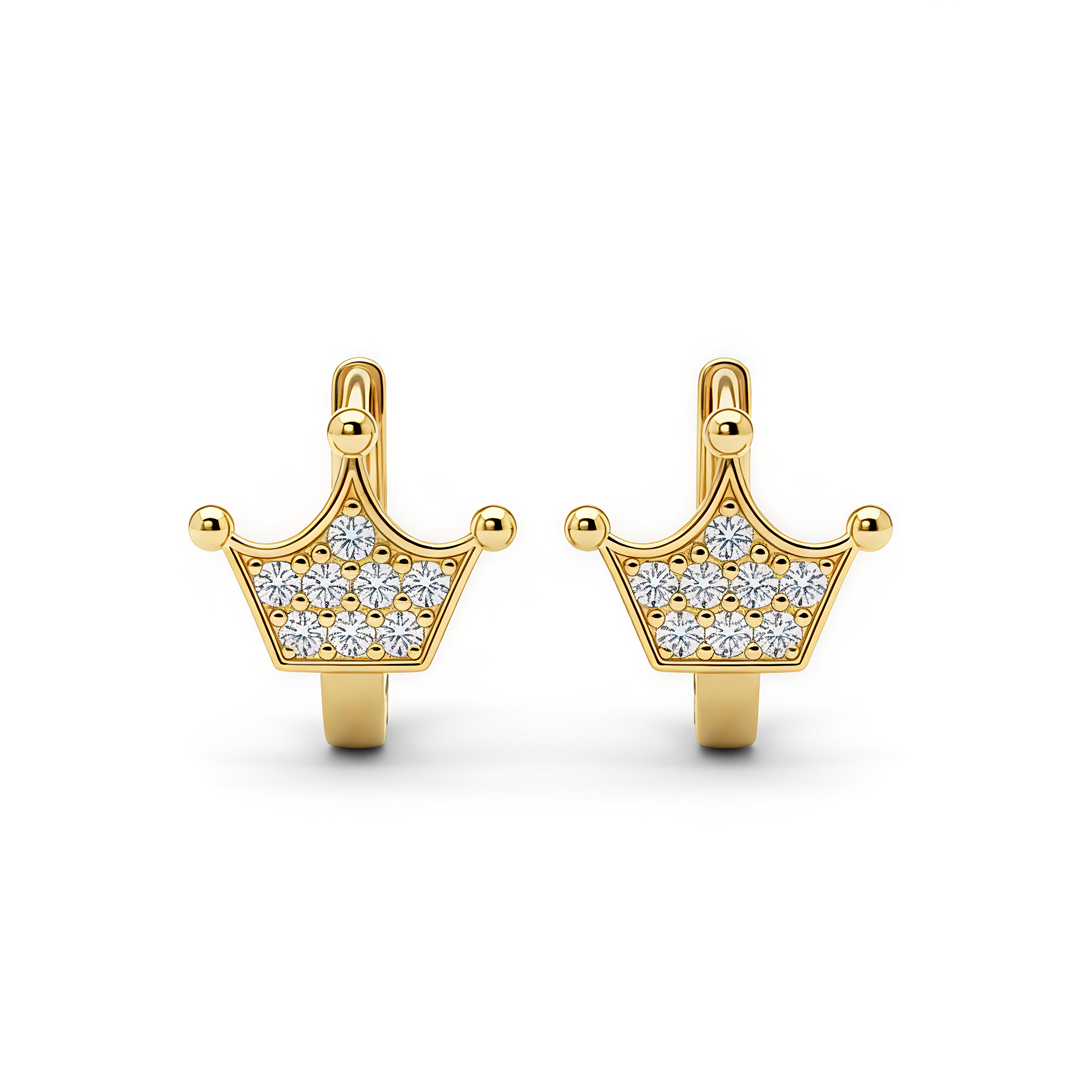 Gold Pleated in Alloy - Mini Crown Hoop Earrings Minimalist Everyday look