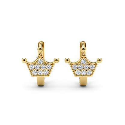 Gold Pleated in Alloy - Mini Crown Hoop Earrings Minimalist Everyday look